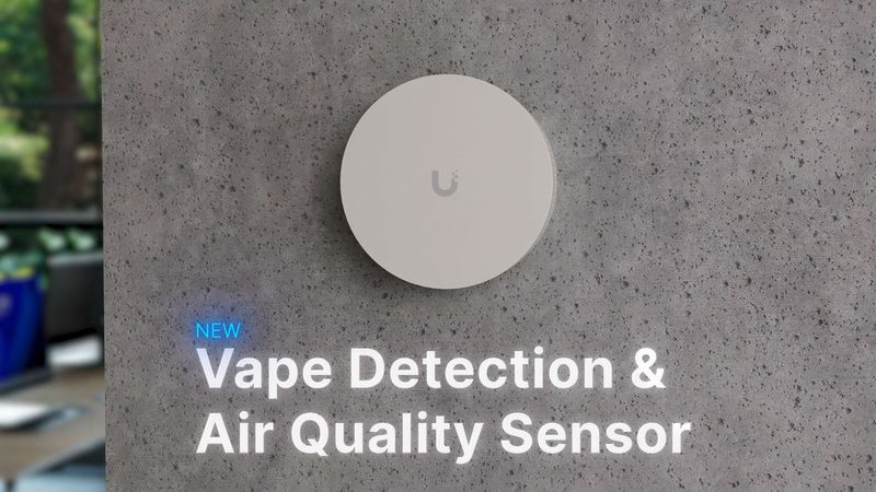 UniFi Vape Detection and Air Quality Sensor mounted on a wall